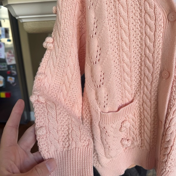 NWT a/mama Peach Knit Oversized Cardigan Girls Size 4/5 - Picture 3 of 5